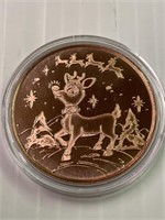 Rudolf 1oz Copper Round-Great Gift