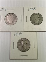 Lot of 3 Old Silver Quarters