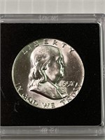 1957 Franklin Silver Half Dollar Gem BU in protect