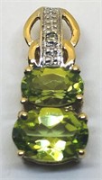 10KT YELLOW GOLD PERIDOT & DIAMOND PENDANT