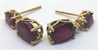 10KT YELLOW GOLD RUBY& DIAMOND EARRINGS