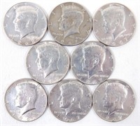 1967 Kennedy 40% Silver Half Dollars (8)