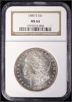 1880-s Morgan Silver Dollar (NGC MS64)