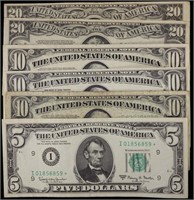 1950's & 60's Bank Notes - $75 face value (6)