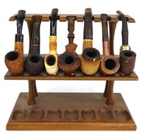 Assortment of Pipes with Stand