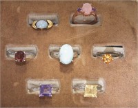 7 precious gemstone sterling rings