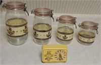 Vintage Pfaltzgraff glass canister set and timer