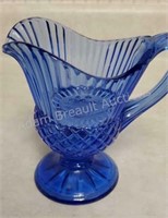 Vintage 5-inch blue glass pitcher