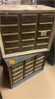 Two Metal 15-Drawer Organizers Storage