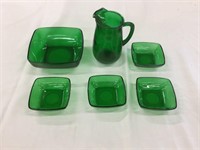 Green dishes and pitcher