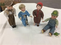 John Deere porcelain doll collection and three