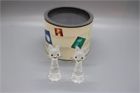 SWAROVSKI FIGURINES-CATS WITH BOX  2 INCHES TALL