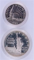 PROOF LIBERTY SILVER DOLLAR & HALF W BOX PAPERS