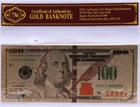 CERTIFITED 100 DOLLAR .9999 GOLD FOIL NOTE