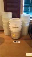 6 PLASTIC 6 QT CONTAINERS WITH HANDLES;