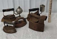 5 old sad & steam irons