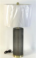 CONTEMPORARY GREY GLASS CYLINDRICAL LAMP