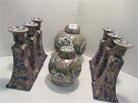 2 Oriental Ginger Jars / 6 Candle Holders