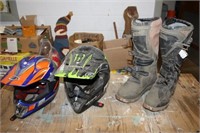 Dirt Bike Boots Size 10 & Helmets