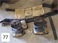 Pair of Contractor's Leather Tool Belt Pouches