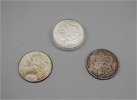 (3) Silver Dollars - (1) 1886, (2) 1921 Morgan