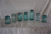 7-Blue Mason Jars-Mixed Lot