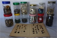 Color Coded Jars of Vintage Buttons