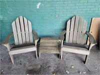 Pair of outdoor chairs with foot rest