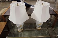 Pair Of Hand Painted Porcelain Lamps