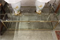 Glass And Brass Coffee Table