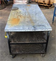 Work table with metal top, 80” x 38” x 35”, on