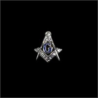 14K White gold Masonic pin