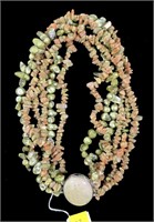 18" Six-strand green baroque freshwater pearl and