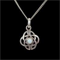 Sterling silver Celtic knot pendant with opal