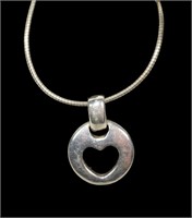 Sterling silver 1999 Stencil Heart necklace marked