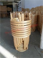 8 stacked wooden stools
