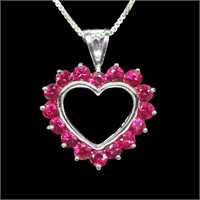 Sterling silver heart pendant with round brilliant