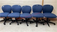 5 Rolling Adjustable Swivel Chairs Blue