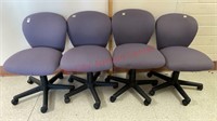 4  Rolling Adjustable Swivel Chairs Purple