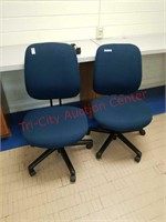 2 Rolling Adjustable Chairs Blue