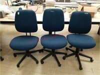 3 Rolling Adjustable Chairs Blue