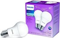 Philips 2-Pk LED 100W A19 Daylight Non-Dimmable