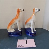 PAIR OF DOG FIGURINES 8IN