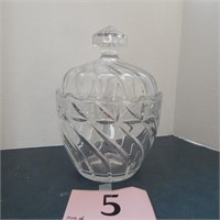 HEAVY CRYSTAL LIDDED CANDY DISH 9IN