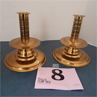 PAIR OF HEIRLOOM BRASS CANDLESTICKS 6IN