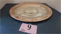SILVER TRAY WITH DIVIDED GLASS INSERT 16X11