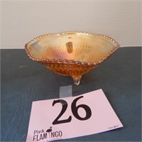 FOOTED CARNIVAL GLASS BOWL 6IN