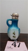 HAND-BLOWN HINGE TOP SYRUP PITCHER 7IN (HAIRLINE
