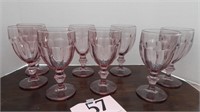 SET OF 8 PINK GLASS STEMS MARKED DURATUFF