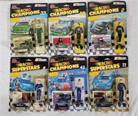 6 Racing Champions Figures W/ Diecast Cars